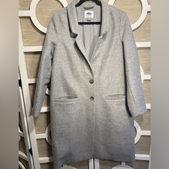 OLD NAVY, “Long Wool Relax Car Coat” WM’S SZ-L Wool, “Grey” - Picture 3 of 14